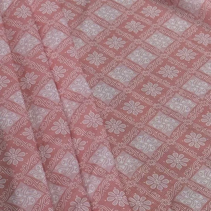 Grid Comfortable Twill Georgette Silk Fabric